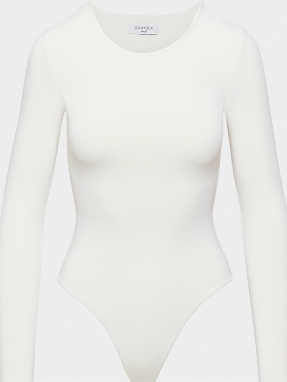 Aritzia Contour White Long-Sleeve Scoop-Neck Bodysuit